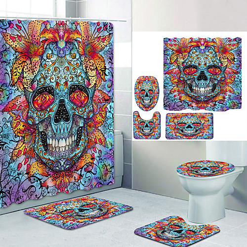 

Bathroom Shower Curtain & Mat Set Modern Polyester New Design