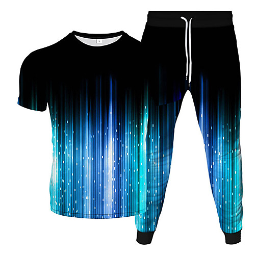 

Men's Women's 2 Piece Tracksuit Sweatsuit Street Casual Short Sleeve 2pcs Breathable Moisture Wicking Soft Gym Workout Running Jogging Training Exercise Sportswear Tie Dye Normal Outfit Set Clothing