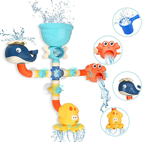 

DIY Pipes Tubes with Spinning Waterfall Bathtub Pool Toys Water Pool Bathtub Toy Bath Toys STEAM Toy Plastic Bathtime Bathroom for Toddlers, Bathtime Gift for Kids & Infants / Kid's