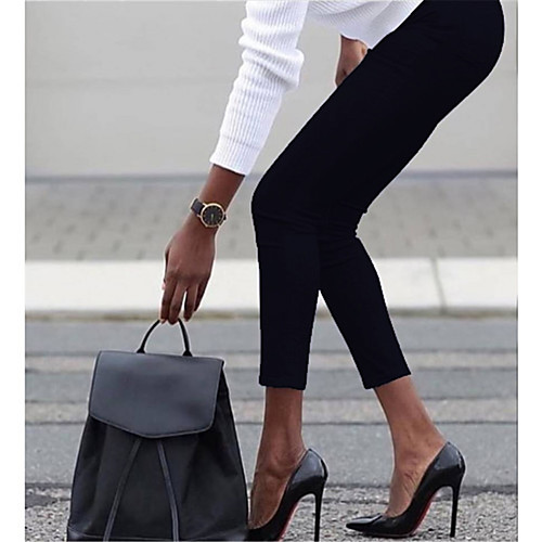 

Women's Stylish Classic Style Breathable Comfort Outdoor Work Weekend Pants Leggings Pants Solid Color Full Length Classic Elastic Waist Black Wine Grey Navy Blue