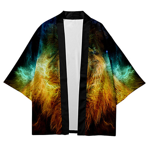 

Men's Shirt 3D Print Lion Animal 3D Print Short Sleeve Daily Tops Casual Fashion Yellow