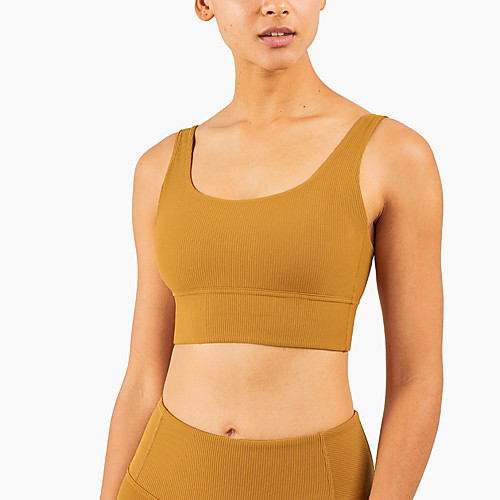 

Women's Sports Bra Medium Support Open Back Removable Pad Solid Color White Black Yellow Blue Brown Nylon Spandex Yoga Fitness Gym Workout Bra Top Sport Activewear Breathable Quick Dry Comfortable