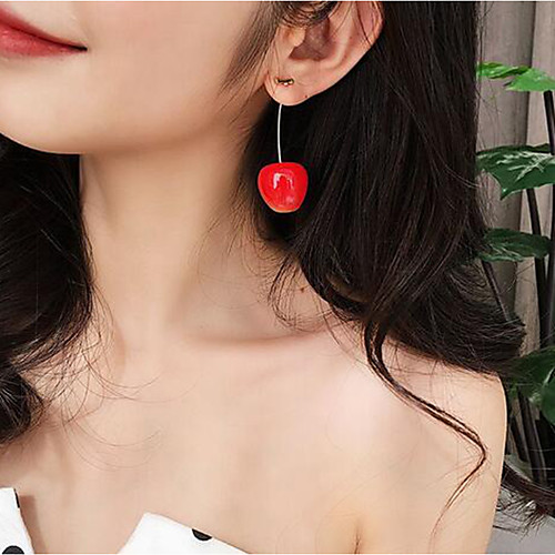 

Women's Drop Earrings Cherry Sweet Earrings Jewelry Red For Date Festival