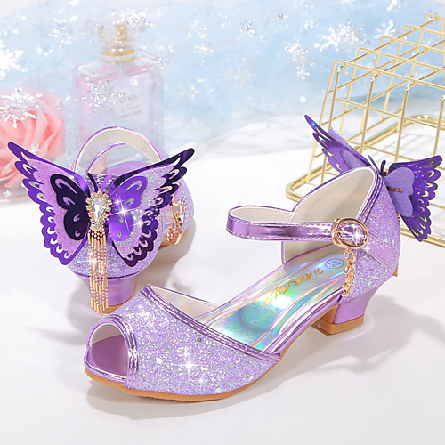

Girls' Heels Flower Girl Shoes Princess Shoes School Shoes Rubber PU Little Kids(4-7ys) Big Kids(7years ) Daily Party & Evening Walking Shoes Rhinestone Bowknot Buckle Purple Blue Pink Spring Summer