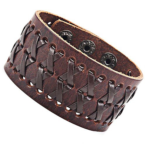 

Stunning Brown Gipsy Kings Style Cuff Leather Bracelet Wristband Bangle Fashion (Resizable)