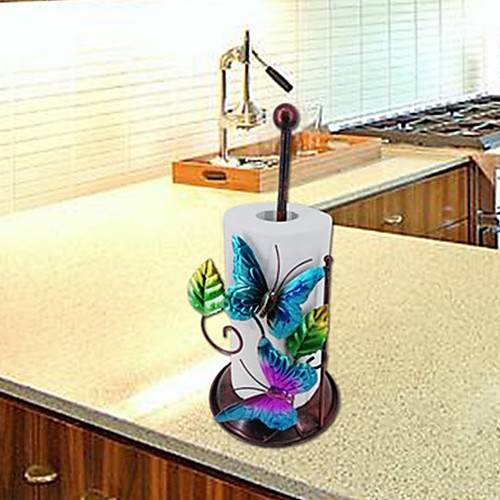 

Wrought Iron Metal Paper Towel Rack Multifunctional Creative Three-dimensional Butterfly Storage Rack