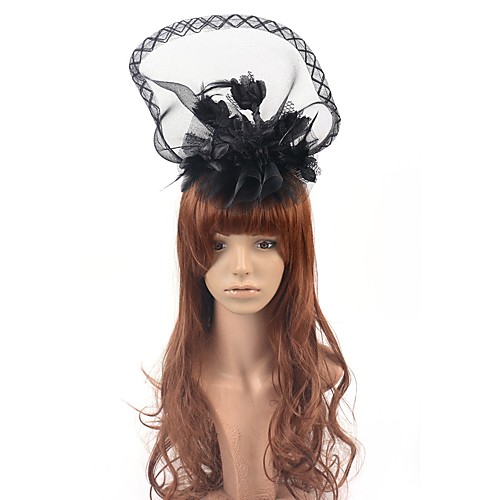 

Elegant Vintage Inspired Tulle Fascinators with Feather / Lace / Floral 1 Piece Special Occasion / Party / Evening Headpiece