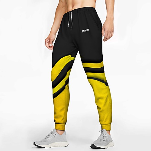 

21Grams Men's Sweatpants Joggers Jogger Pants Athletic Bottoms Drawstring Winter Fitness Gym Workout Running Training Exercise Breathable Soft Sweat wicking Sport Graffiti Black / Yellow / Athleisure