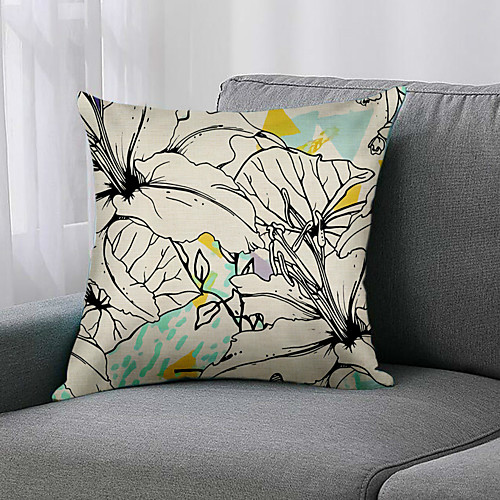 

1 Pc Floral&Plants Cushion Cover Double Side Print 45x45cm Linen for Sofa Bedroom