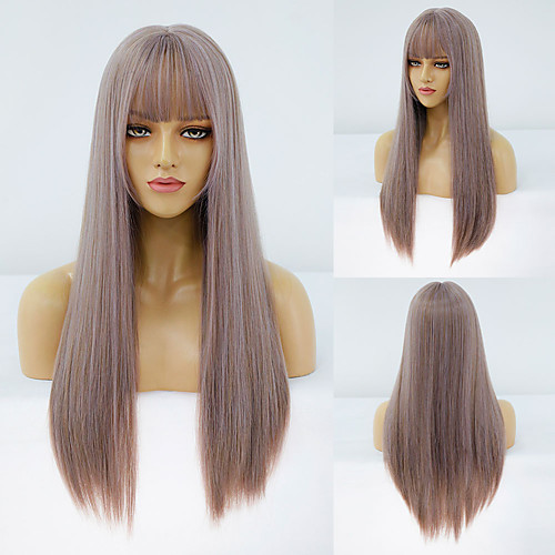 

Synthetic Wig Straight Neat Bang Wig Medium Length A10 A11 A1 A2 A3 Synthetic Hair Women's Cosplay Party Fashion Purple