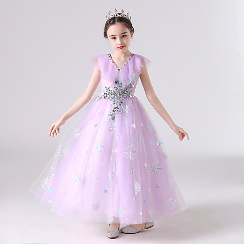 

Princess Ankle Length Party / Engagement Party Flower Girl Dresses - Lace / Tulle Sleeveless V Neck with Lace / Appliques / Solid