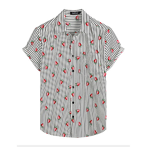 

Men's Shirt Floral Short Sleeve Daily Tops 100% Cotton Basic Boho Black