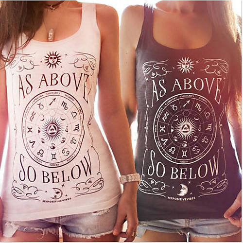 

Women's Tank Top Tee / T-shirt Pure Color Scoop Neck Letter Printed Sport Athleisure Top Sleeveless Breathable Soft Comfortable Everyday Use Street Casual Daily Outdoor