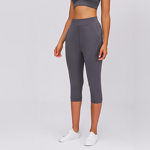 

Women's High Waist Yoga Pants Side Pockets Capri Leggings Tummy Control Butt Lift Breathable Solid Color Black Green Dark Blue Spandex Yoga Fitness Gym Workout Sports Activewear Stretchy Skinny