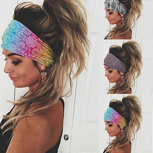 

3 pcs Amazon New Ladies Print Elastic Broad-brimmed Headband Makeup Headband Sports Yoga Headwear