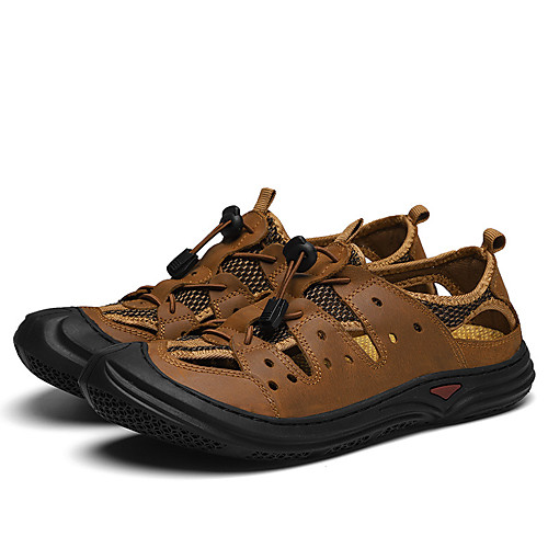 

Men's Sandals Casual Daily Water Shoes Upstream Shoes Nappa Leather Breathable Non-slipping Wear Proof Light Brown Dark Brown Black Summer