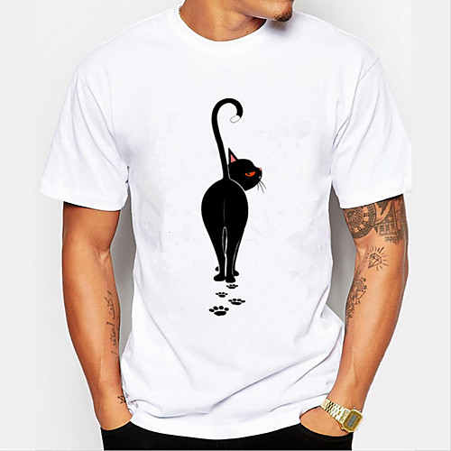 

Men's Tee / T-shirt Pure Color Crew Neck Cat Sport Athleisure T Shirt Top Short Sleeves Breathable Soft Comfortable Everyday Use Street Casual Daily Outdoor