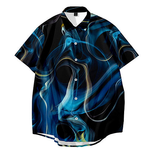 

Men's Shirt 3D Print Lightning Button-Down 3D Print Short Sleeve Casual Tops Casual Fashion Breathable Comfortable Black