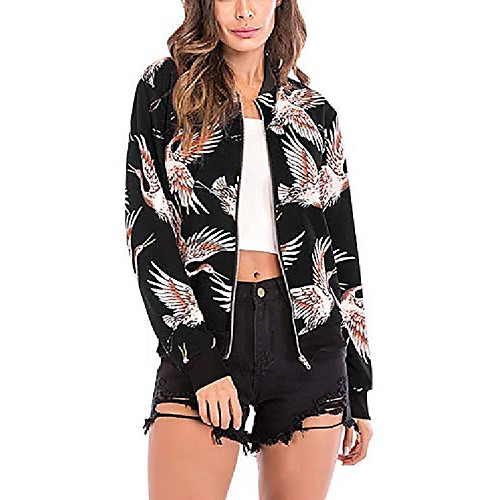 

Women's Print Sporty Floral Fall V Neck Coat Regular Training Long Sleeve Cotton Coat Tops Gradient / Spring / Holiday