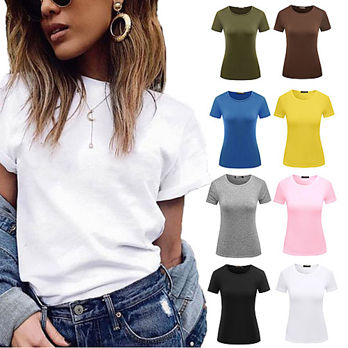 

Women's Tee / T-shirt Pure Color Crew Neck Solid Color Sport Athleisure T Shirt Top Short Sleeves Breathable Quick Dry Soft Comfortable Everyday Use Street Casual Daily Outdoor