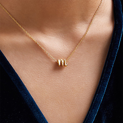 

Women's Necklace Classic Alphabet Shape Simple Fashion Classic Holiday Alloy Gold 45 cm Necklace Jewelry 1pc For Street Gift Birthday Party Festival