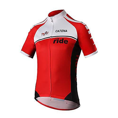 

men's cycling jersey short sleeve shirt running top moisture wicking workout sports t-shirt red