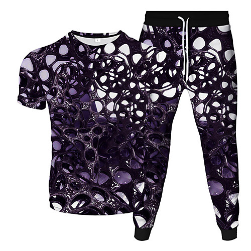 

Men's Women's 2 Piece Tracksuit Sweatsuit Street Casual Short Sleeve 2pcs Breathable Moisture Wicking Soft Gym Workout Running Jogging Training Exercise Sportswear Normal Outfit Set Clothing Suit