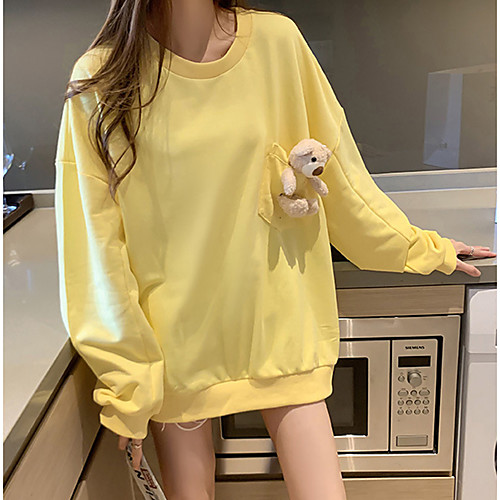 

Women's Sweatshirt Sweater Pullover Pure Color Crew Neck Sport Athleisure Sweatshirt Top Long Sleeve Breathable Soft Comfortable Everyday Use Street Casual Daily Outdoor