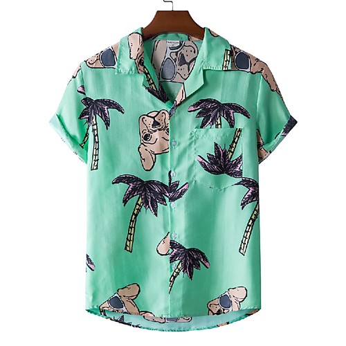 

Men's Shirt 3D Print Graphic Prints Print Short Sleeve Vacation Tops Light Green