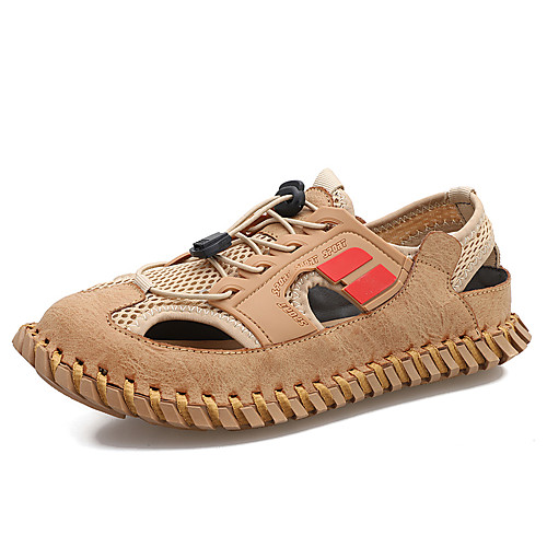 

Men's Sandals Casual Beach Daily Outdoor Mesh Breathable Non-slipping Wear Proof Black Khaki Beige Spring Summer
