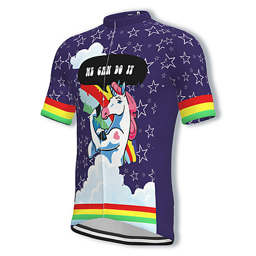 

21Grams Men's Short Sleeve Cycling Jersey Spandex Purple Unicorn Bike Top Mountain Bike MTB Road Bike Cycling Breathable Quick Dry Sports Clothing Apparel / Athleisure