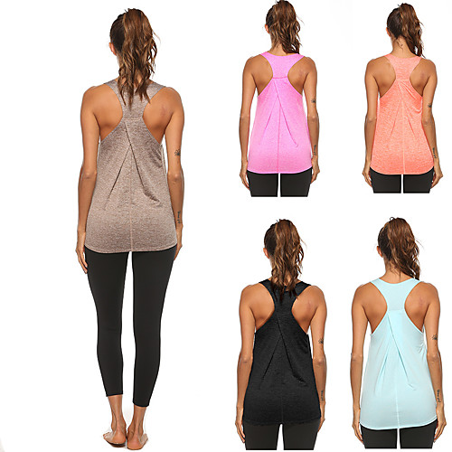 

Women's Yoga Top Racerback Solid Color Black Fuchsia Orange Coffee Light Blue Spandex Yoga Fitness Gym Workout Tank Top Sport Activewear Breathable Quick Dry Moisture Wicking Comfortable Freedom