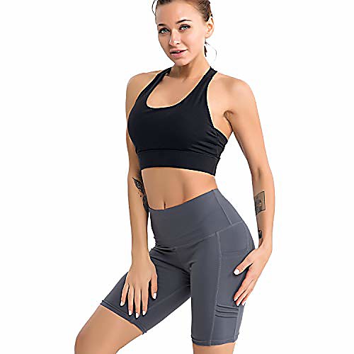 

seven five women's moisture wicking breathable fashion sports 7 points pants slim hip yoga. sports. long-distance running. fitness. with a pocket (gray, large)