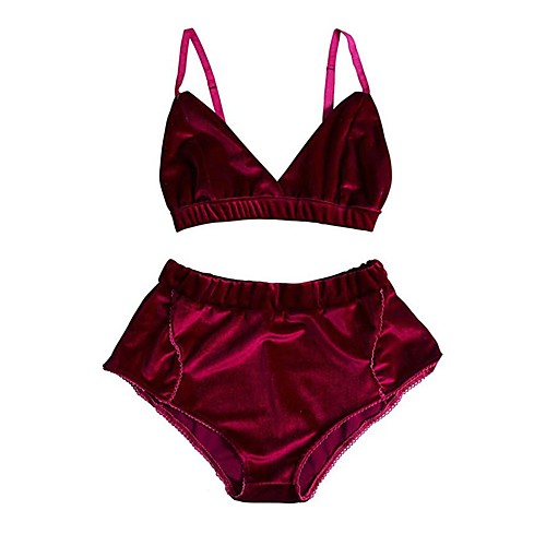 

Women's Padless Triangle Cup Bra & Panty Set Wine Fuchsia Green