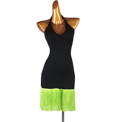 

Latin Dance Dress Tassel Women's Training Performance Sleeveless High Spandex