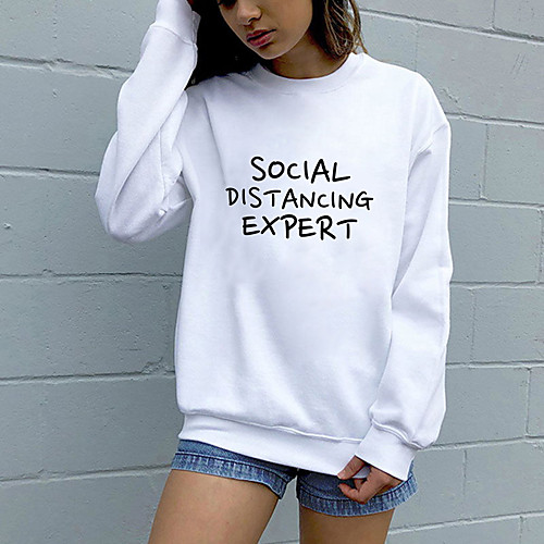 

Women's Sweatshirt Pullover Pure Color Crew Neck Letter Printed Sport Athleisure Sweatshirt Top Long Sleeve Breathable Soft Comfortable Everyday Use Street Casual Daily Outdoor