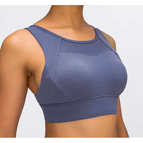 

Women's Sports Bra Bra Top Running Bra Cross Back Nylon Spandex Yoga Fitness Gym Workout Breathable Quick Dry Soft Padded Medium Support Gray Black Black Blue Green Gray Solid Colored / Stretchy