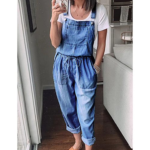 

Women's Ordinary Blue Light Blue Jumpsuit Solid Colored