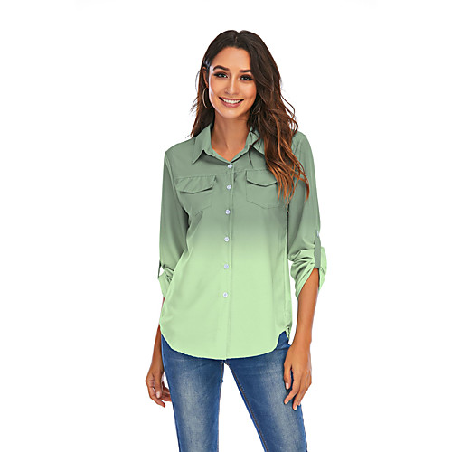 

Women's Hiking Shirt / Button Down Shirts Long Sleeve Sweatshirt Top Outdoor Lightweight Breathable Quick Dry Sweat wicking Spring Summer Light Green Wine Pink Fishing Climbing Camping / Hiking