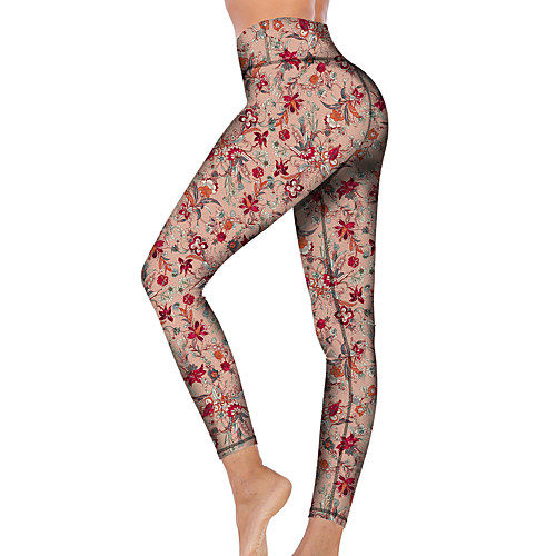 

21Grams Women's High Waist Yoga Pants Cropped Leggings Tummy Control Butt Lift Breathable Pink Fitness Gym Workout Running Sports Activewear High Elasticity