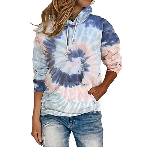

Women's Pullover Hoodie Sweatshirt Tie Dye Front Pocket Daily Weekend Streetwear Hoodies Sweatshirts Slim Wine Fuchsia Navy Blue