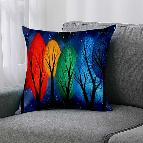 

Double Side 1 Pc Botanical Cushion Cover Print 45x45cm Linen for Sofa Bedroom