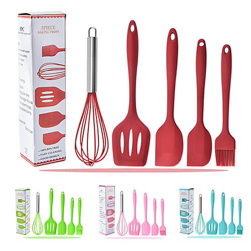 

Silicone kitchenware 5-Piece Set Cooking Spoon Spatula Whisk Brush Kitchen Tool Color Box Packaging Cooking Tool Sets