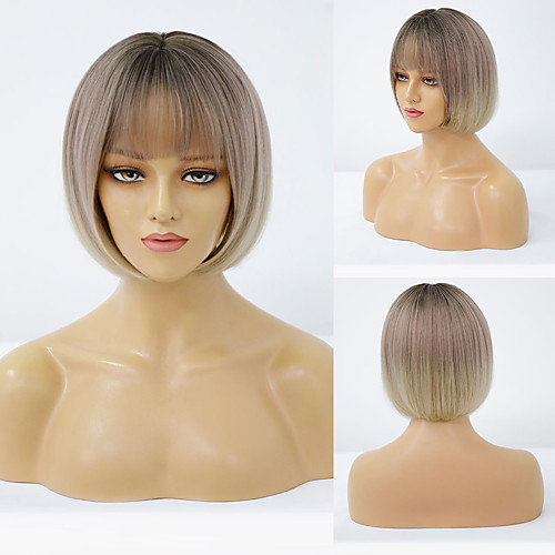 

Synthetic Wig Natural Straight Short Bob Neat Bang Wig Short Light Blonde Synthetic Hair Women's Cosplay Party Fashion Blonde