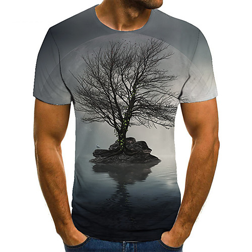 

Men's T shirt 3D Print Animal 3D Print Print Short Sleeve Casual Tops Casual Fashion Green