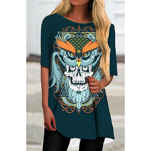 

Women's T Shirt Dress Tee Dress Short Mini Dress Blue Half Sleeve Print Animal Print Spring Summer Round Neck Casual 2021 S M L XL XXL 3XL