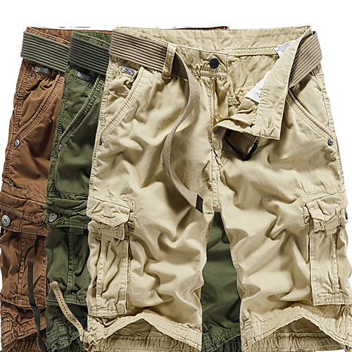 

Men's Hiking Shorts Hiking Cargo Shorts Solid Color Outdoor Breathable Multi-Pockets Wear Resistance Cotton Shorts Black Army Green Grey Khaki Dark Green Hunting Fishing Climbing 29 30 36 38 31