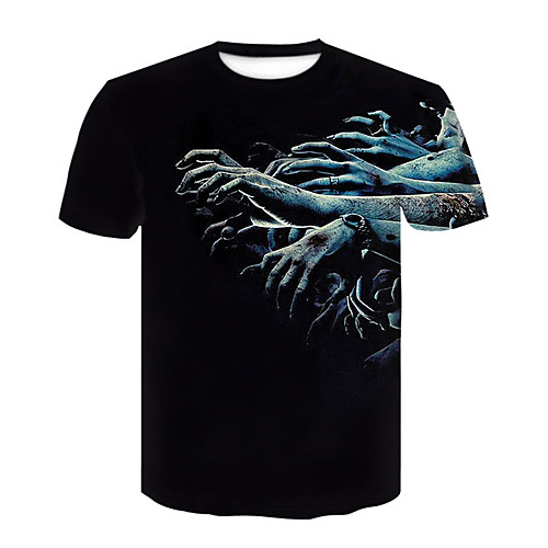 

Men's T shirt 3D Print 3D Short Sleeve Casual Tops Black