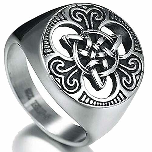 

Retro Vintage Stainless Steel Vikings Celtic Knot Biker Signet Cocktail Party Ring (Silver, 12)