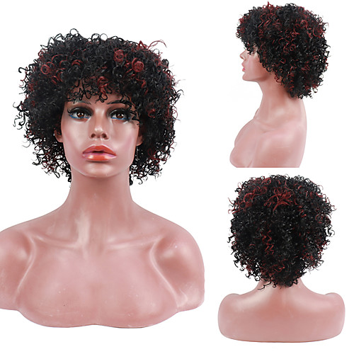 

Kinky Curly Wig Full Machine Wigs With Bangs Afro Kinky Curly Hair Wigs For Women Free Cap